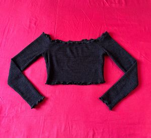 Shein Black Off-Shoulder Crop Top