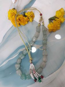 Aqua Jade precious Stone handmade Necklace