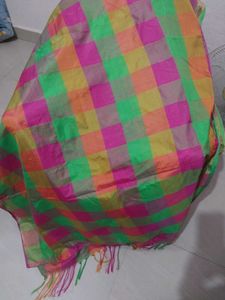 Colorful Checked Fabric Saree