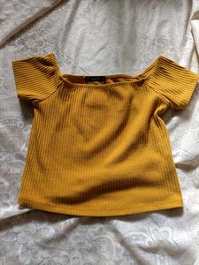 Shien Yellow Ribbed Top