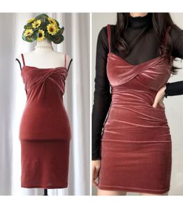 Korean Velvet Strappy Dress