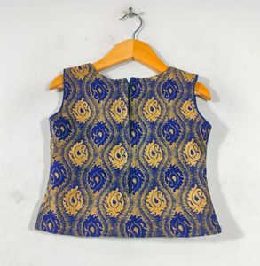 Navy Blue With Cream Skirt And Blouse Set (Girl&#39;s)