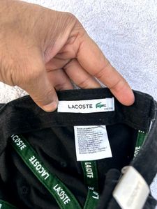 Lacoste Black Cotton Cap (One Size)
