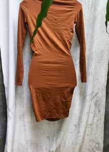 49108. Brown Cutout Bodycon Dress