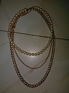 Layered Chain And Pearl Necklace