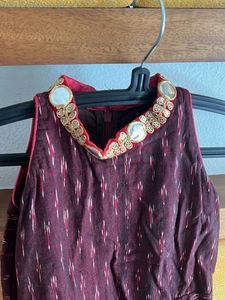 Girls&#39; Maroon Ethnic Dress