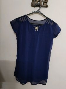 Blue Top With Beautiful Back Design