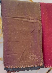 Heavy Stones Saree  With Blouse