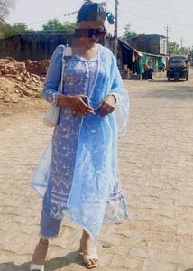 Blue Embroidery Designer Wedding Suit Set Kurti