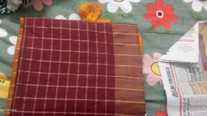 Maroon Yellow Saree