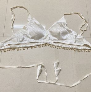 🤍 ✨ White Beaded Blouse