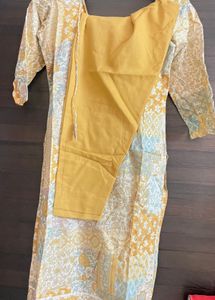 Floral Print Kurti with Yellow Pants