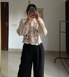 Floral Embroidered Crochet TOPS
