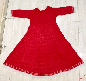 ❤️ Beautiful Red Embroidered Anarkali Gown 🌸