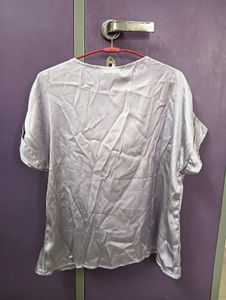 Elegant Gray Cowl Neck Top