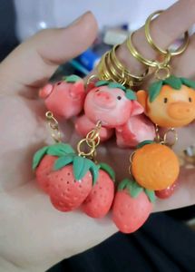 Strawberry Cow Keychain