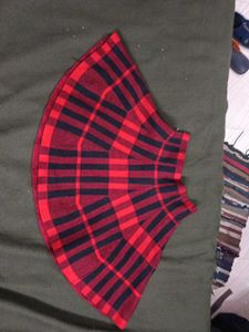 Red & Black Plaid Skirt