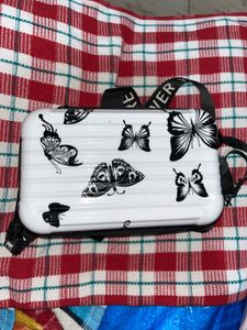 Butterfly Print Mini Suitcase Bag