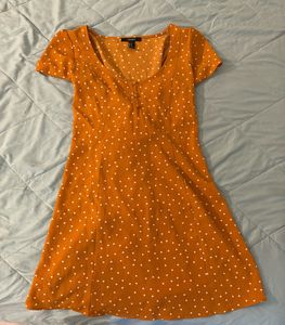 Polka Dot Mini Dress Size M Yellow