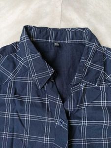 Blue Plaid Button-Down Shirt