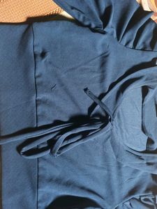 Navy Blue Tie-Front Top