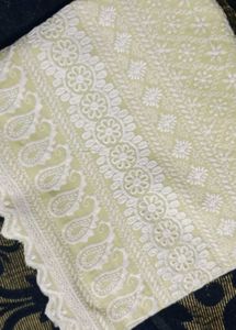 Chikankari Lime Yellow Kurti For Women