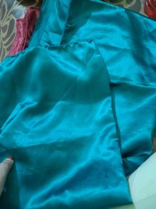 Teal Blue N Red Satin Scarf