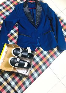 Enjoy This Beautiful Combo Of UCB Girls Shoes And Smart Imported Blue Blazer.