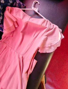 Pink Ruffled Tiered Midi Dress