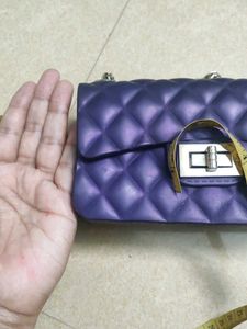 Purple Quilted Jelly Chain Bag...
