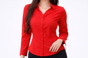Red Long Sleeve Fitted Shirt