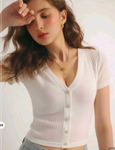 New with tag chic Ribbed Button-Front Top