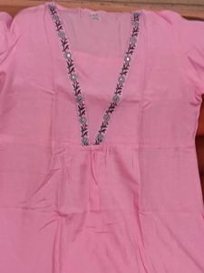 BrandNew BeautifulEmbroidery Cotton Kurti+Bottom