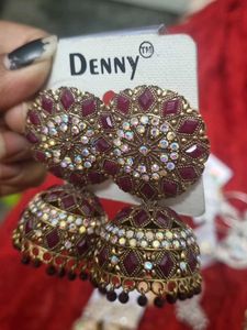 Maroon Jhumka Earrings