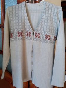 Cream V Neck Cardigan