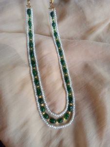 Emerald &amp; Pearl Beaded Necklace