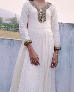Elegant Cream Anarkali Dress