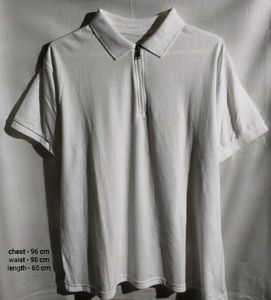 White Zip-Up Polo T-Shirt