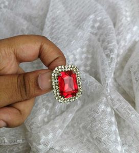 Stunning Adjustable Red Stone Cocktail Ring