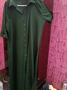 Straight Green Dress  Casual Waer