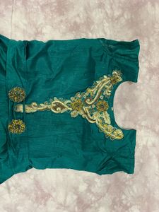 Teal Evening Gown with Heavy Work