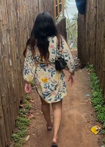 ONLY Floral Print V-neck Midi Dress