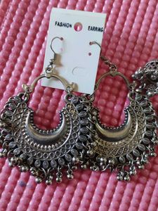 2 Pairs Of Oxidised Silver Earrings &amp; Bangle Set