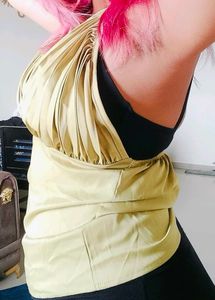 Elegant Green Gold Halter Top