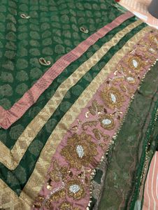 Green Net Saree With Blouse