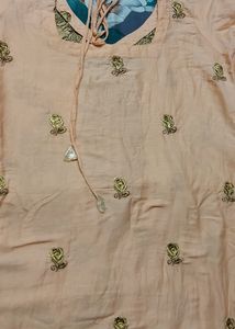 Embroidered Peach Color Kurta
