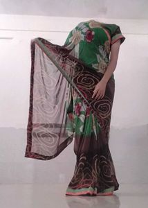 Floral Green Saree
