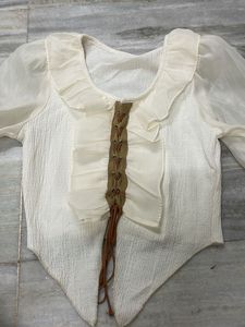 Sheer Sleeve Crop Top