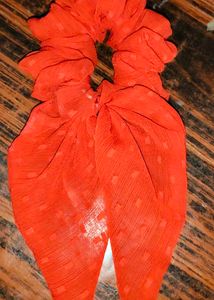 Red Chiffon Scrunchie with Bow