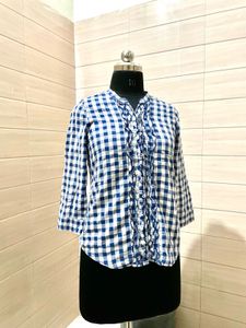 HOLLISTER Blue Plaid Gingham Top